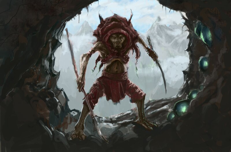 Goblin warrior in cave