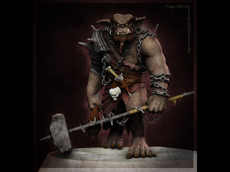 Goblin Warrior with Hammer — Brown