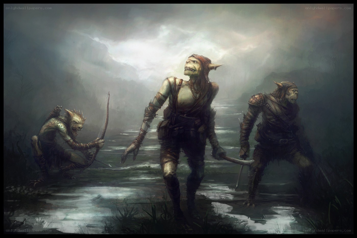 Goblin warriors in a swamp