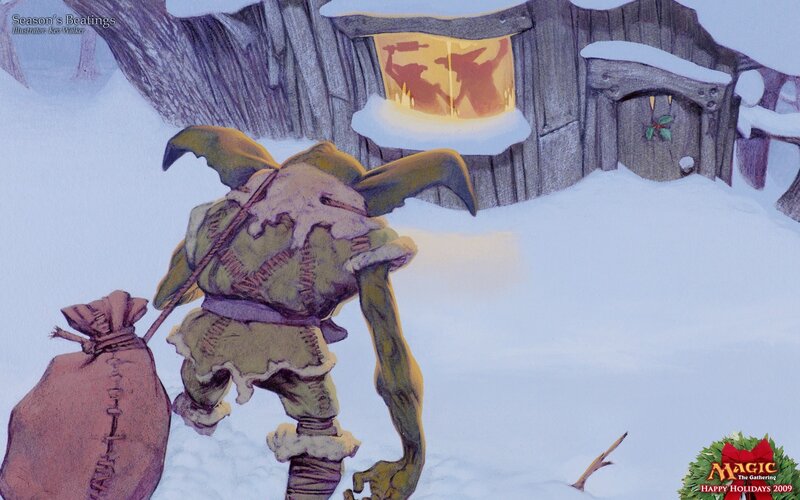 Goblin with sack in snow