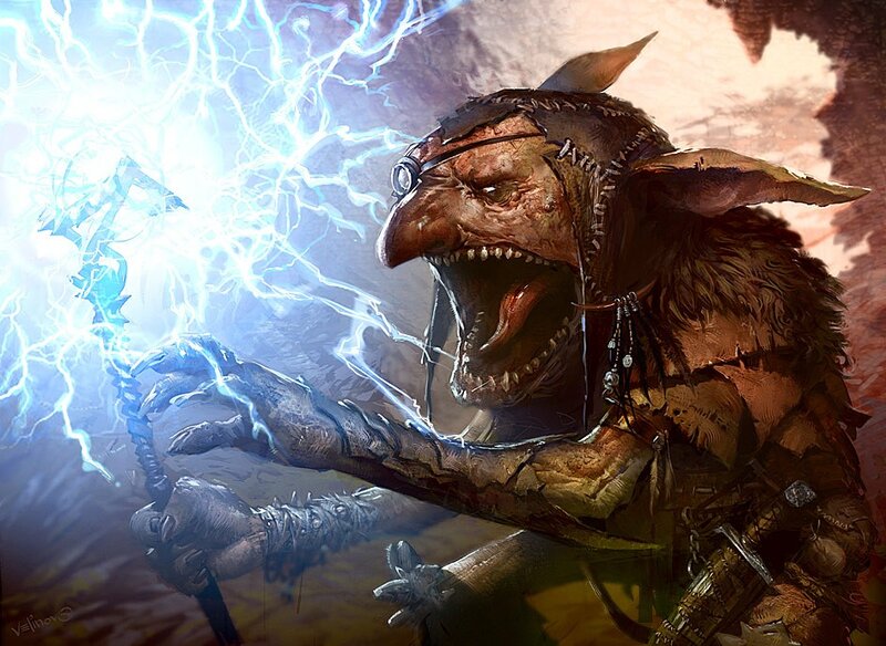 Goblin Wizard Casting Spell — Brown