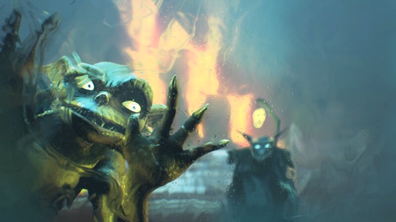 Goblins in a fiery cave