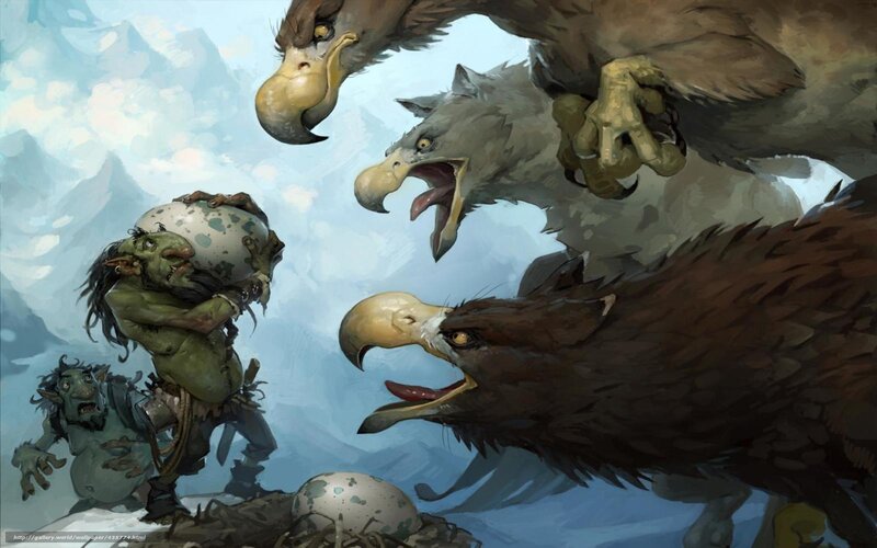 Goblins stealing eagle eggs