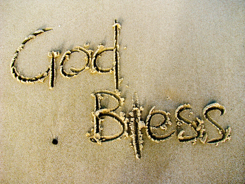 God Bless Written in Sand