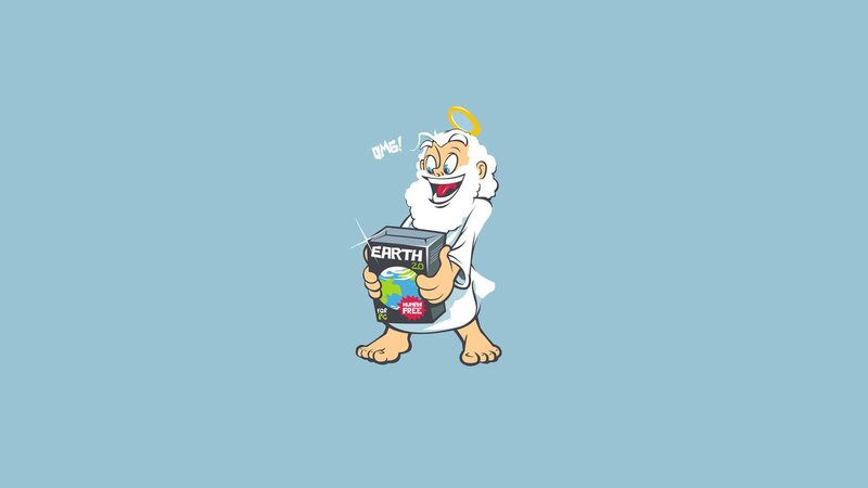 God holding Earth 2.0 box