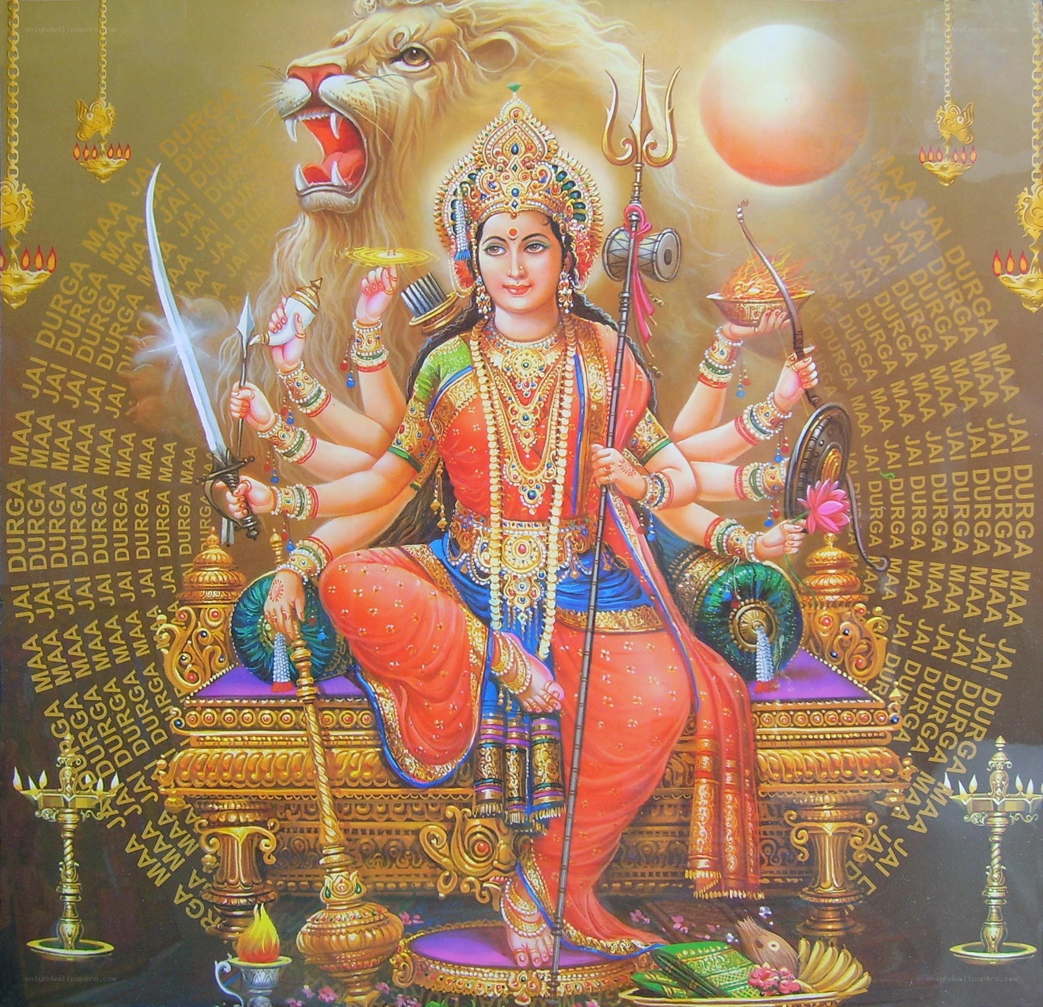 Goddess Durga on lion throne