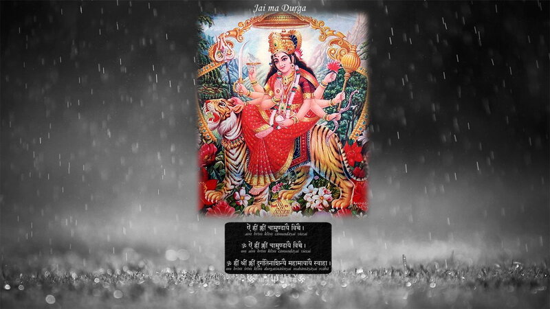 Goddess Durga on Tiger — Red, Dramatic, Night