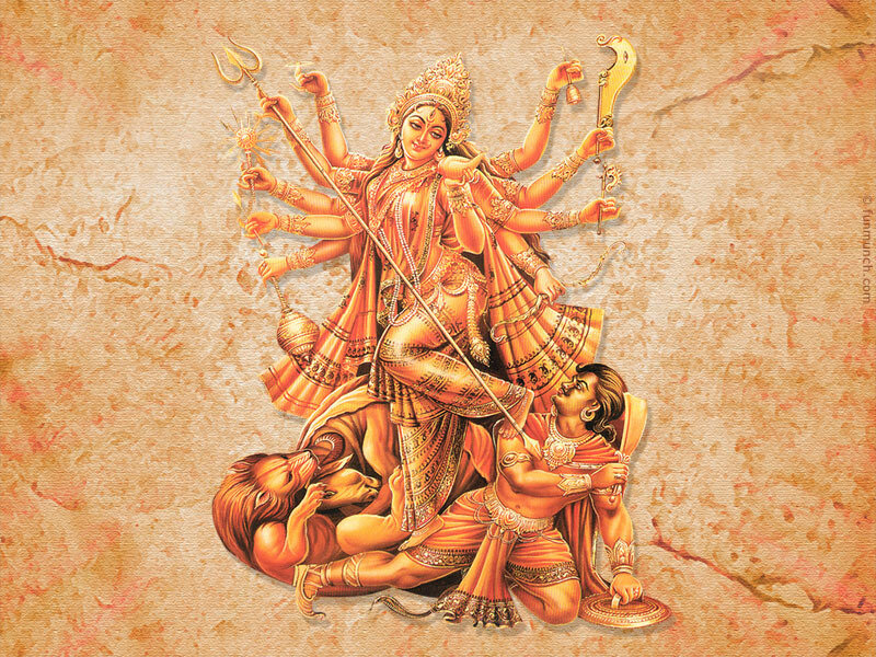 Goddess Durga slaying demon