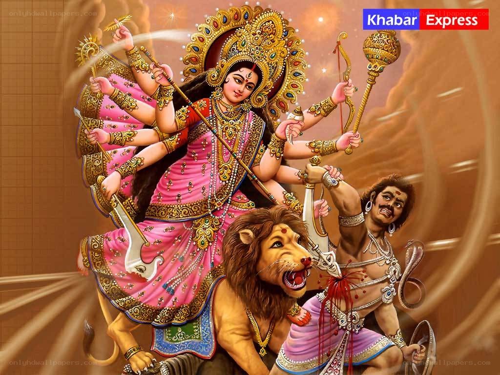 Goddess Durga slays demon