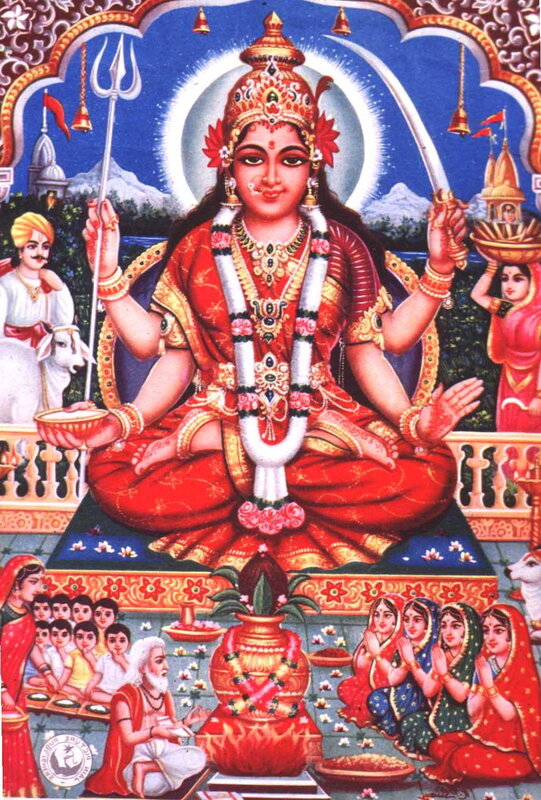 Goddess Durga with devotees