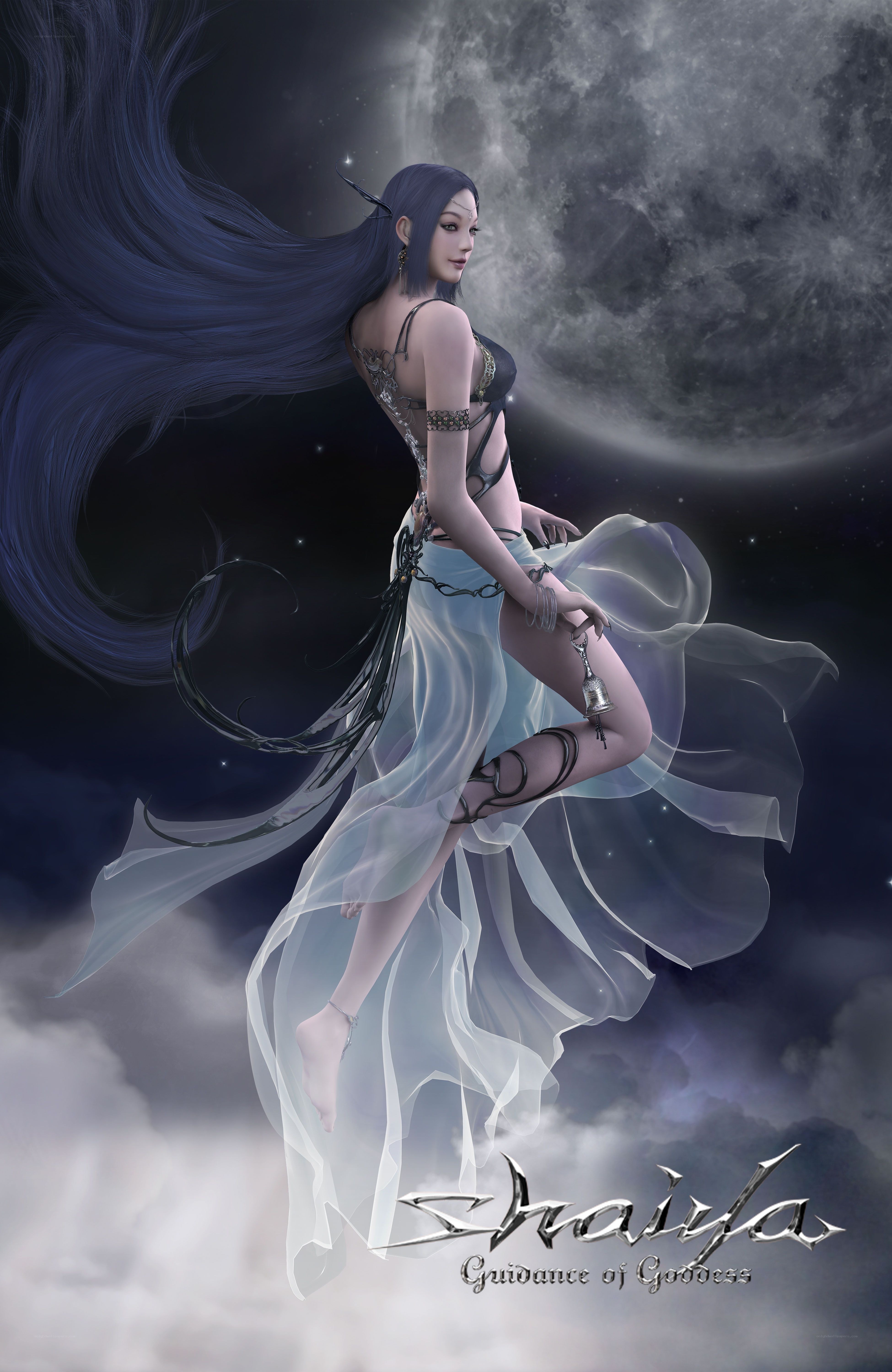 Goddess in Moonlit Skies