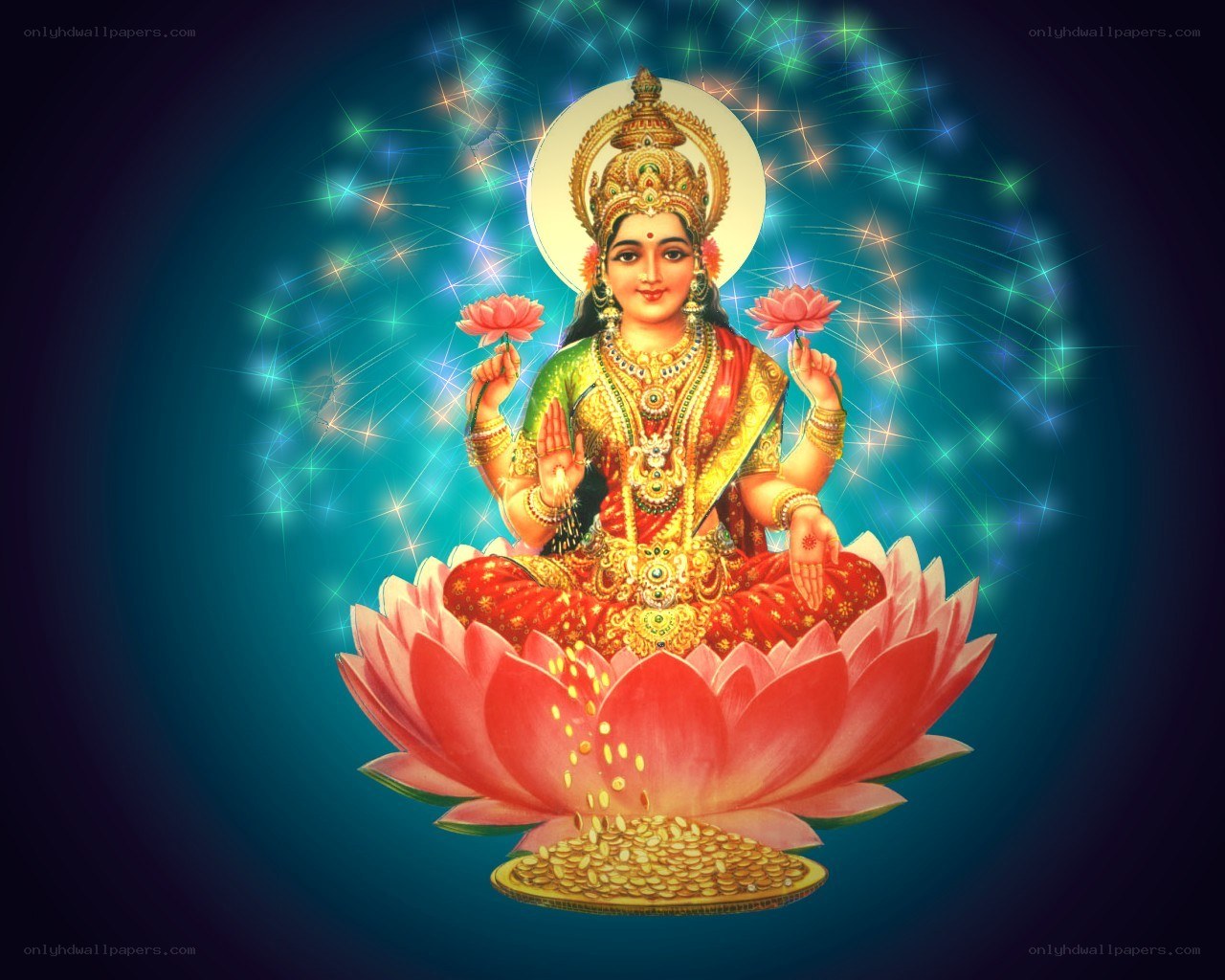 Goddess Lakshmi on a lotus