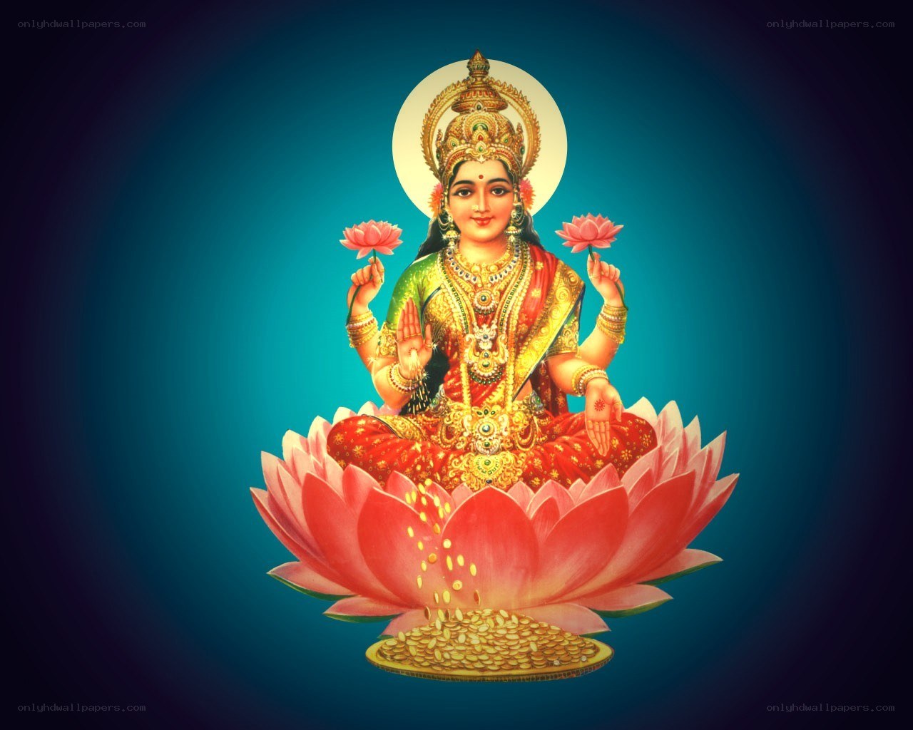 Goddess Lakshmi on a lotus