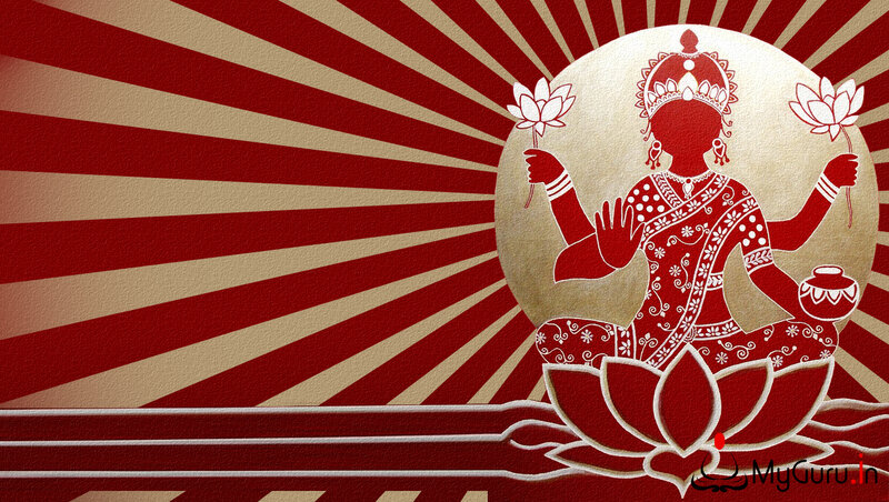Goddess Lakshmi on Lotus — Red