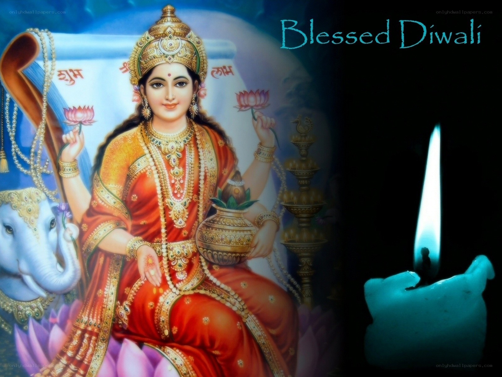 Goddess Lakshmi with Diwali candle