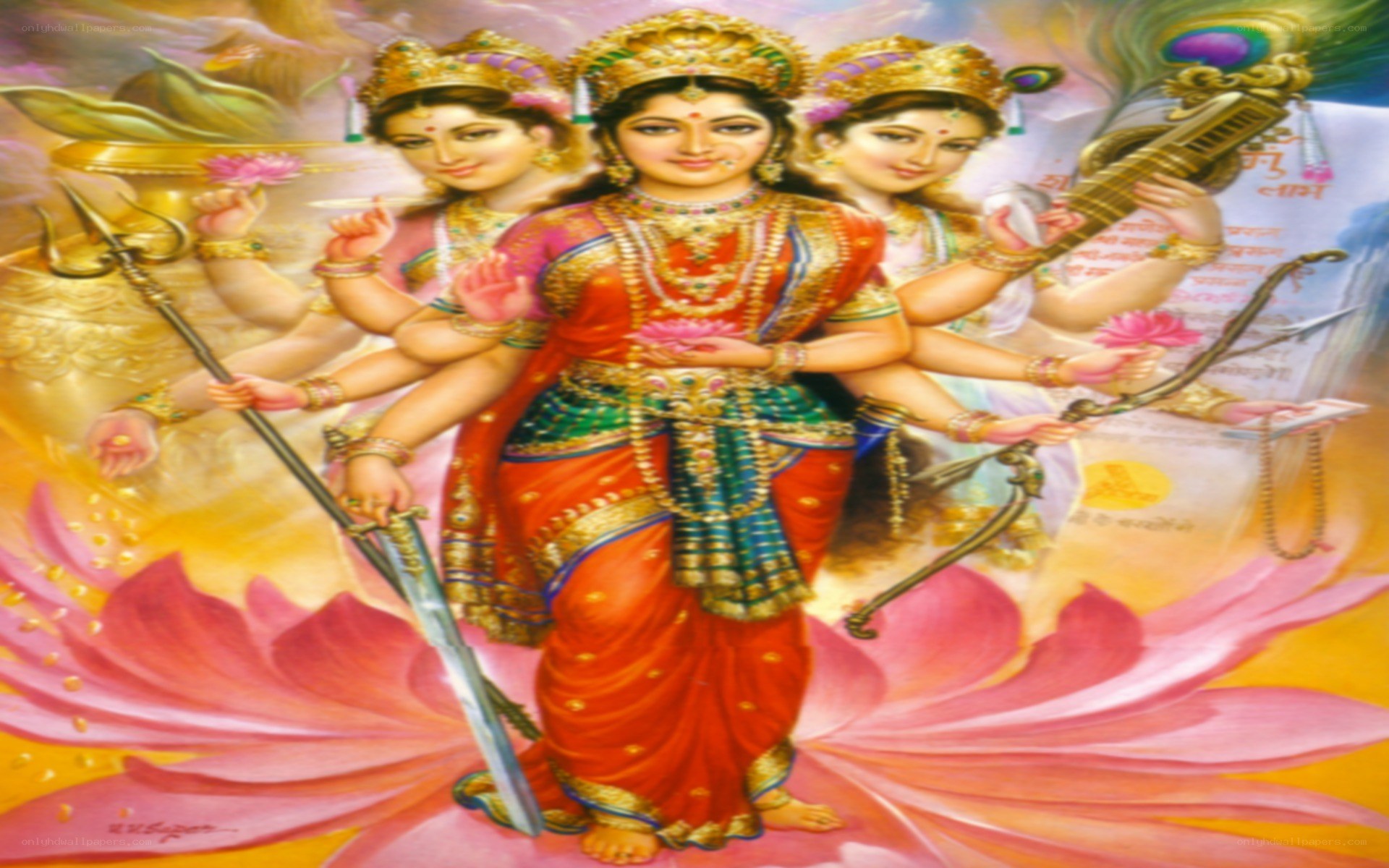 Goddess Lakshmi with multiple arms