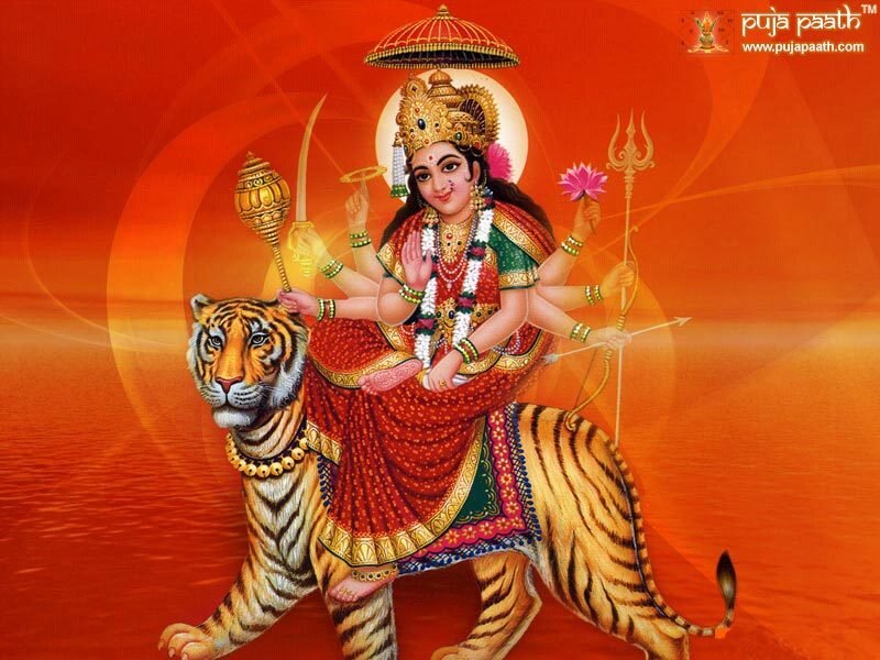 Goddess on a Tiger — Red, Dramatic
