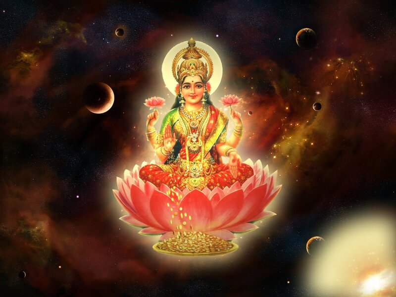 Goddess on Lotus Flower — Red