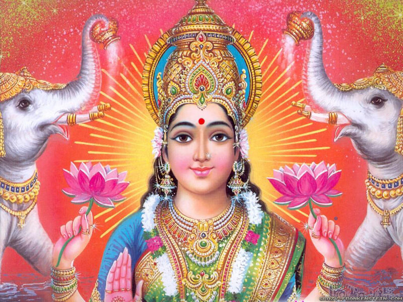 Goddess with Elephants