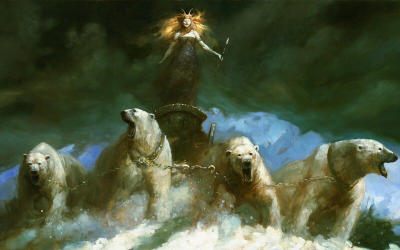 Goddess with polar bears