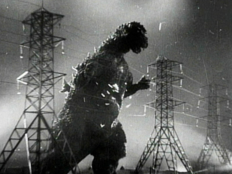 Godzilla among power lines