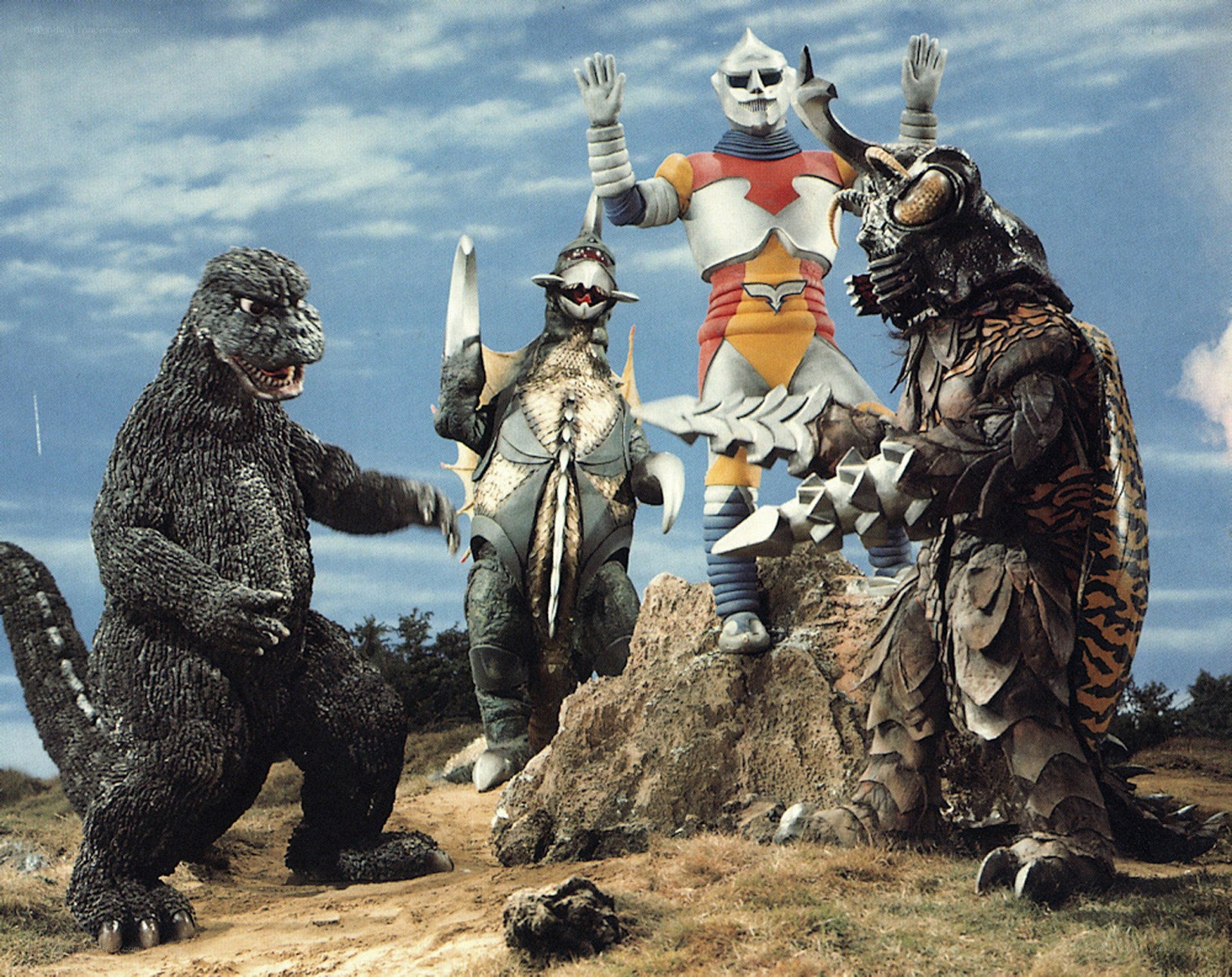 Godzilla and kaiju battle scene