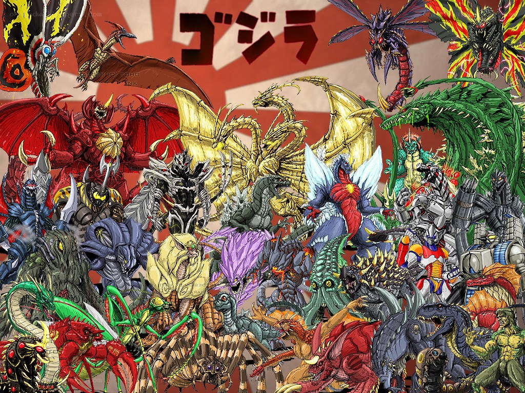 Godzilla and kaiju monster collage