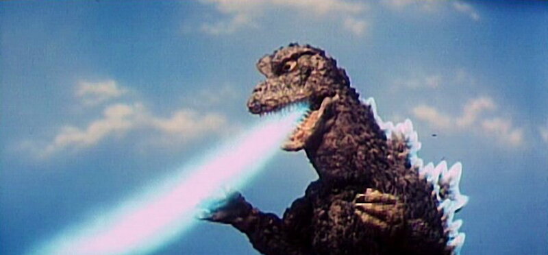 Godzilla breathes atomic ray