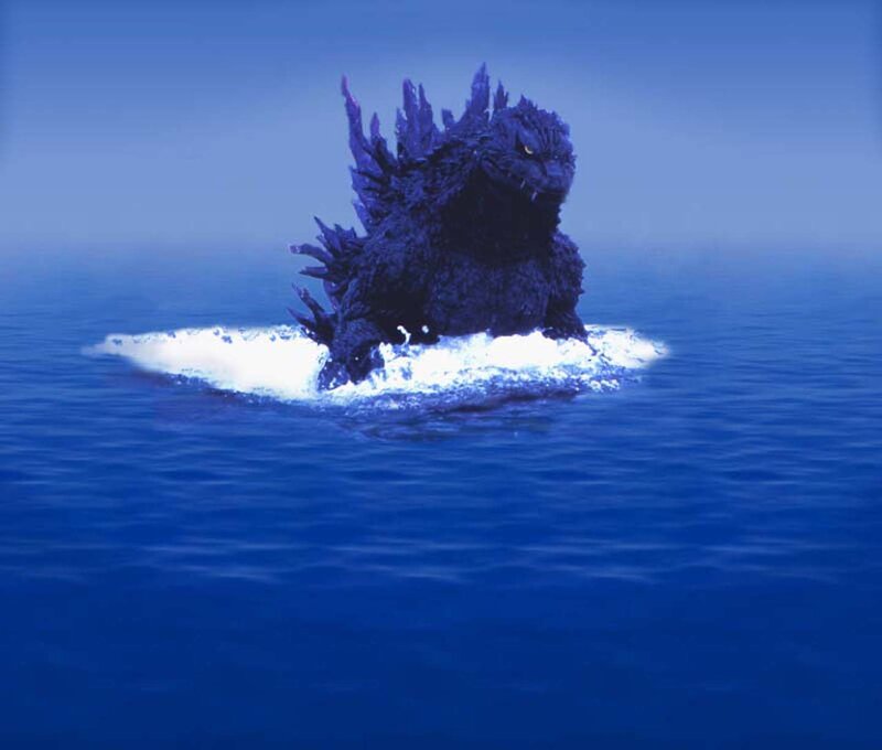 Godzilla emerges from ocean