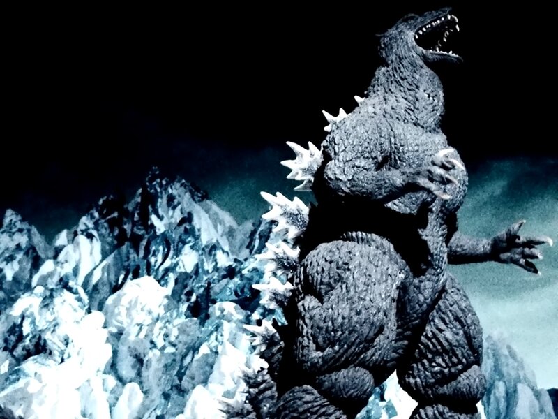 Godzilla Figure on Rocks