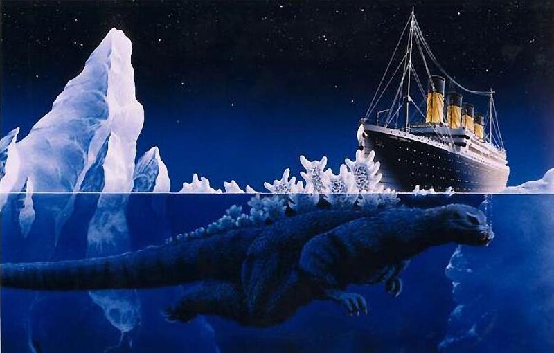 Godzilla Near Ship