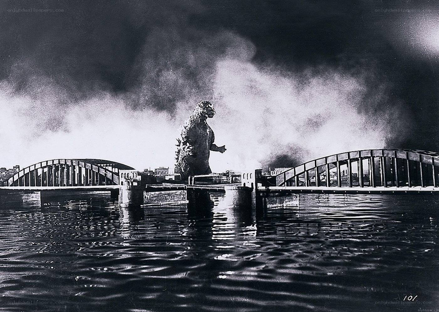 Godzilla on a bridge