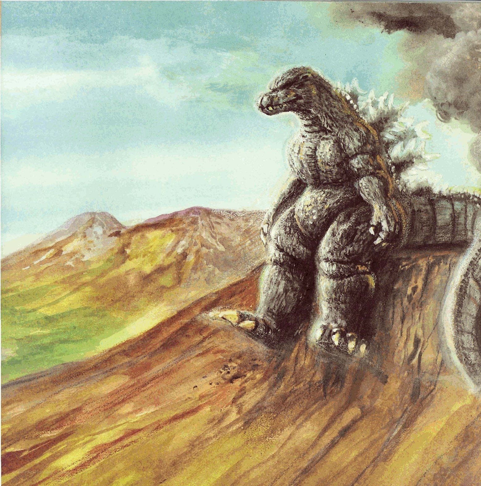 Godzilla on a mountain