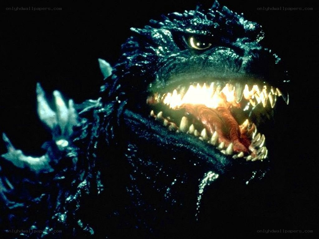 Godzilla roaring in darkness