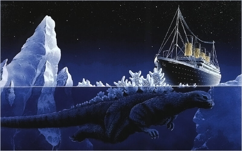 Godzilla Swimming Underwater