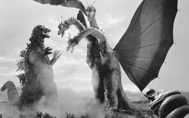 Godzilla Vs. King Ghidorah — Black, Dramatic, Photograph, Monster, Dragon