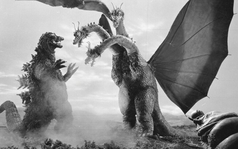 Godzilla Vs. King Ghidorah — Black, Dramatic, Photograph, Monster