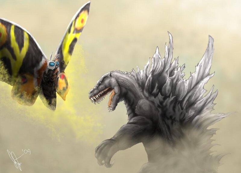 Godzilla vs Mothra battle