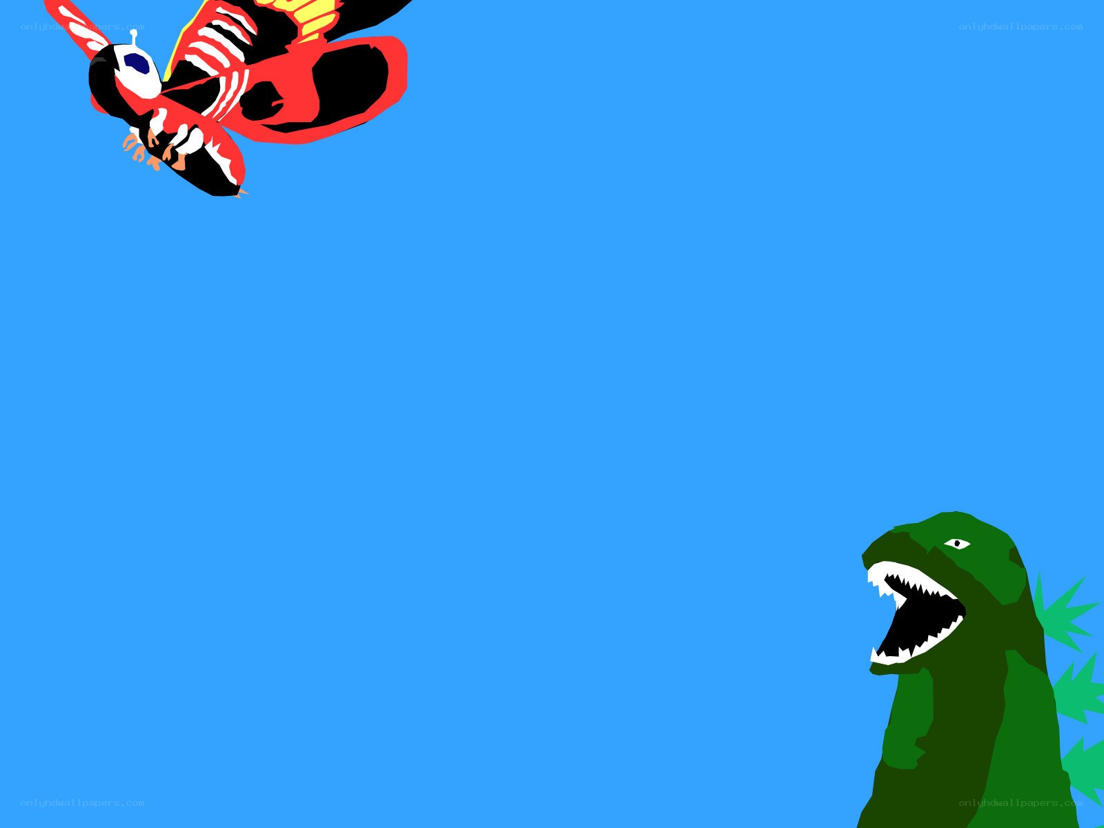 Godzilla vs Mothra in the sky