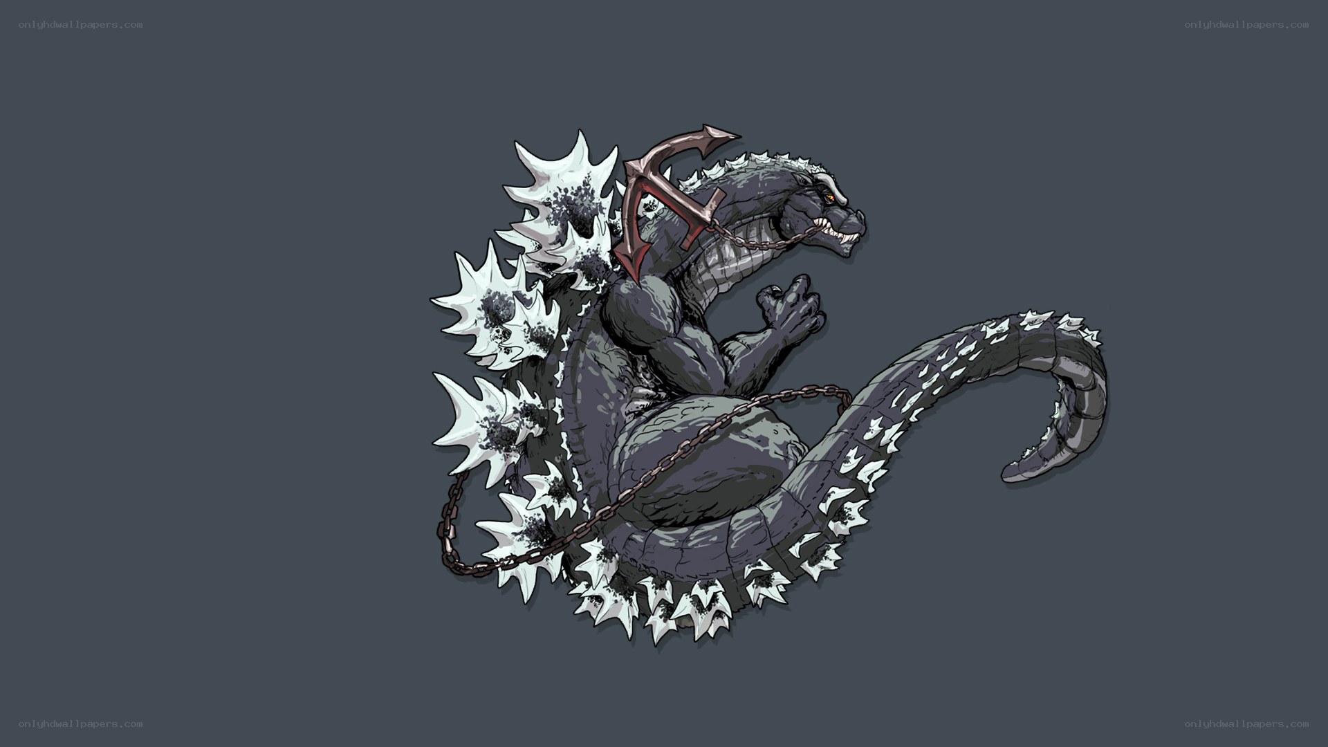 Godzilla with anchor and chains