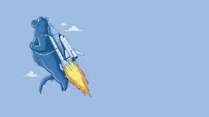 Godzilla with rocket pack