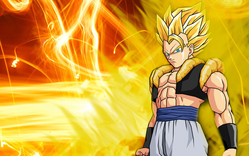 Gogeta in Super Saiyan Form — Yellow, Dramatic, Anime, Spiky Hair