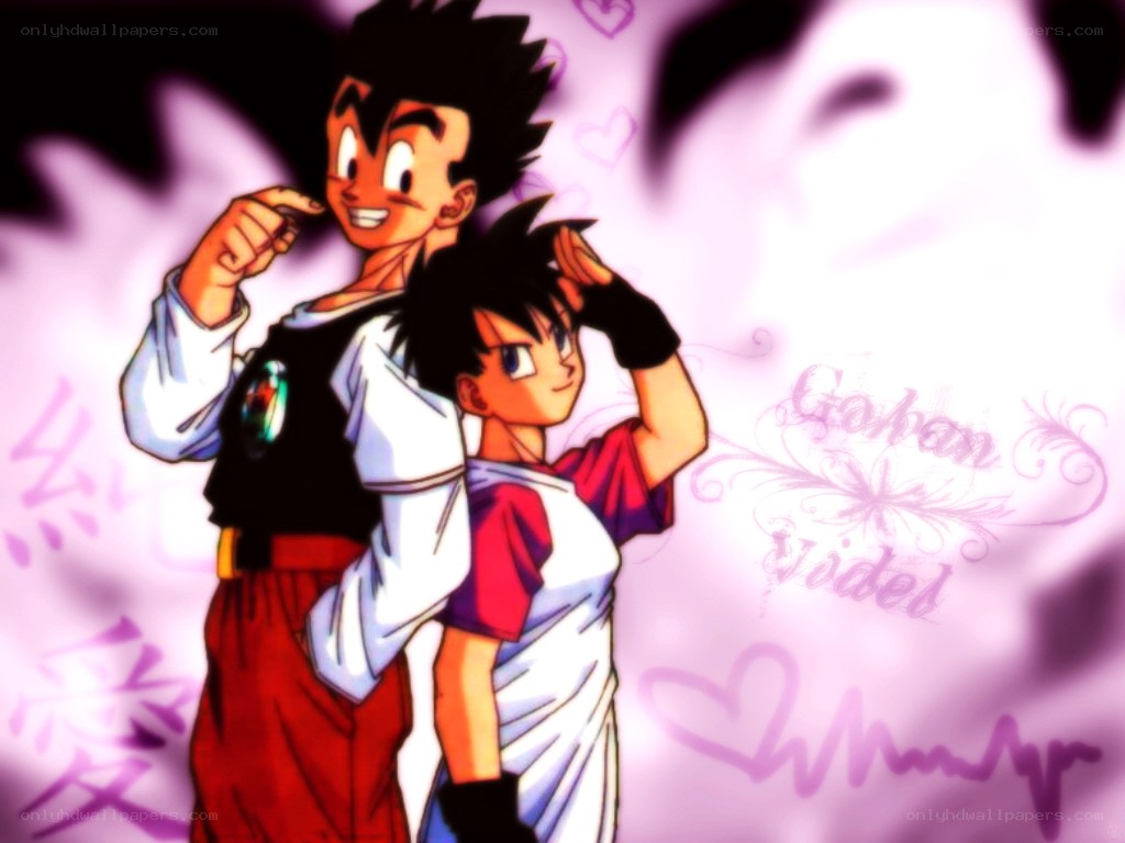 Gohan and Goten pose together