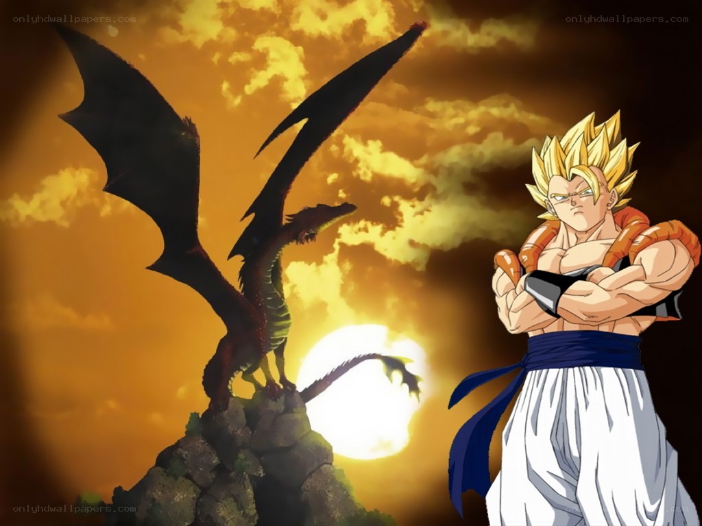 Goku and a dragon at sunset