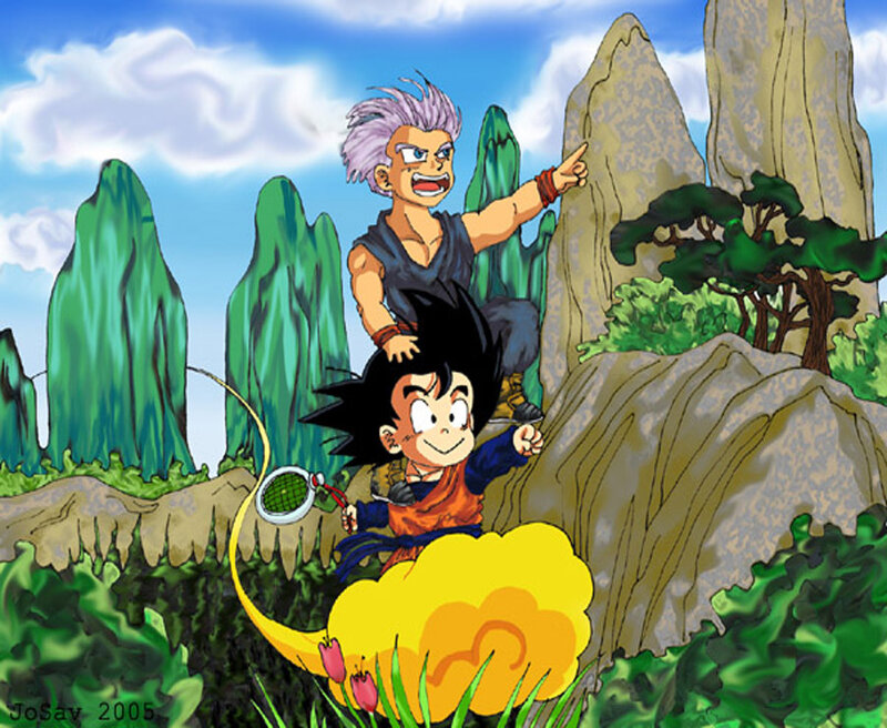 Goku and a Man on a Cloud