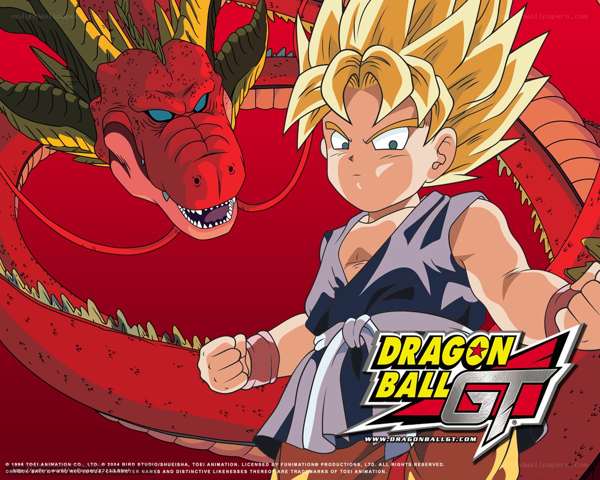 Goku and a red dragon