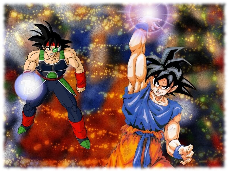 Goku and Bardock in battle