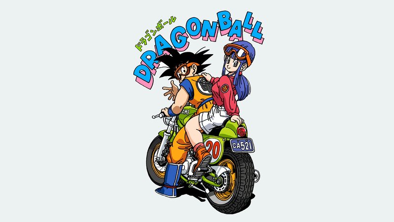 Goku and Bulma on a Motorcycle