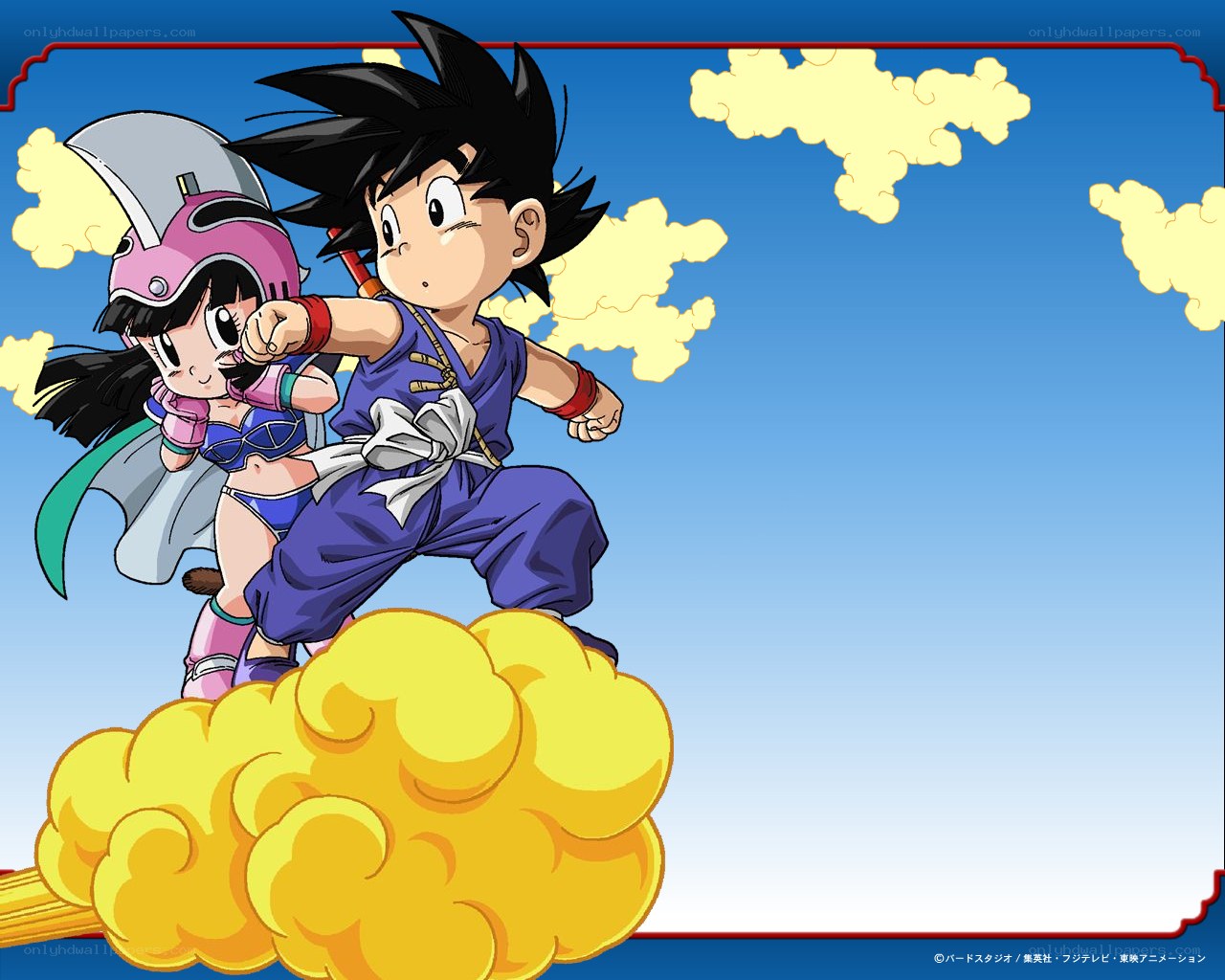 Goku and Chi-Chi on a cloud
