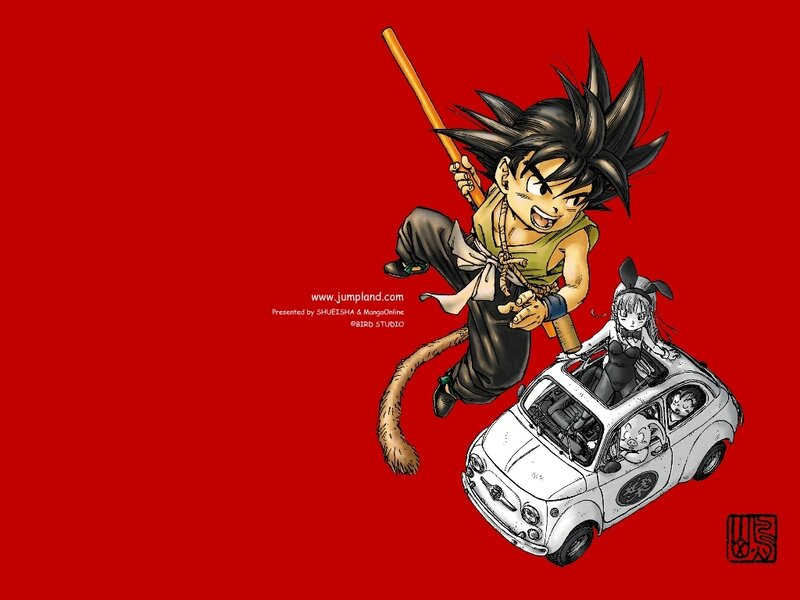 Goku and friends in a car